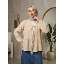 Foremia Iki Bağlamalı Müslin Tunik-Bej -