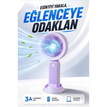 Kensa Şarjlı Taşınabilir Mini El Fanı 3 Kademeli Hız Ayarlı Telefon Standlı Vantilatör