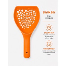 Belirtilmemiş Kedi Kumu Küreği Büyük Boy ( 31 cm Uzunluk ) Sağlam Sap Yapısına Sahip- Turuncu Renk