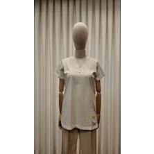 Missemramiss Mssm Nakışlı Tshırt - Ekru