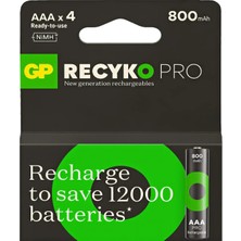 Gp Recyko Pro 850 Serisi 800 Mah Nimh Aaa Ince Kalem Boy 4'lü Şarjlı Pil