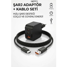 Neffo 80W Çift Portlu Usb-C Girişli Akıllı Hızlı Şarj Adaptör Kablo Seti - Pd ve Qc Destekli