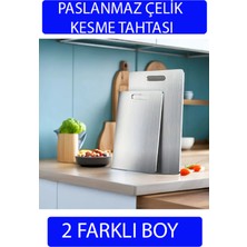 Empressco 2'li Paslanmaz Çelik Kesme Tahtası Seti, Antiyel, Üst Düzey Kalite