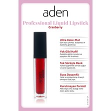 Kentex Aden Professional Liquid Lipstick - Profesyonel Likit Ruj 14 Cranberry(Kızılcık)