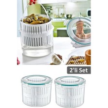 Empressco 2'li Set Süzgeçli Turşuluk ve Zeytin Saklama Kabı 2,5 Lt