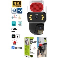 Sarftech 6mp Çift Lensli Sirenli Wi-Fi Akıllı Ip Güvenlik Kamerası - Yoosee IP66 Su Geçirmez, Siren Alarmlı, Gece Görüşlü, Insan Takibi ve Çift Yönlü Sesli Dış Mekan Ip Kamera