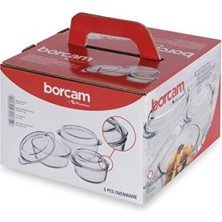Empressco Pratik ve Şık 3'lü Borcam Kapaklı Tencere Seti, Büyük Boy