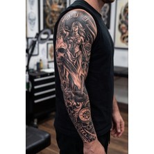 BP Tattoo Justice Kol Dövmesi Geçici Kol Kaplama Dövme 48 cm Mekanik Saat Temalı Erkek Kullanıcı İçin