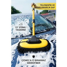 Sihirli Mop Lüx Araba Yıkama Fırçası Mikrofiber Bezli Teleskopik Saplı Oto Mop