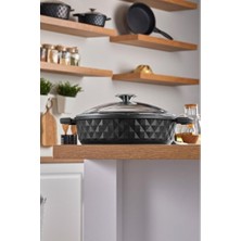 Empressco Döküm Tencere 24 Cm, Siyah, Dayanıklı ve Şık Tasarım