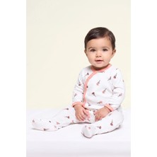Kidyra %100 Pamuk Pembe Biye Detaylı Patikli Çıtçıtlı Kruvaze Bebek Tulum