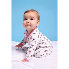 Kidyra %100 Pamuk Pembe Biye Detaylı Patikli Çıtçıtlı Kruvaze Bebek Tulum