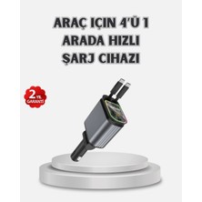 Kentex Mey Ithalat® Araç Şarj Cihazı 4 Portlu 66W Hızlı Şarjlı LED Işıklı ve 180° Dönebilir