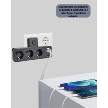 Kentex Mey Ithalat® Ev ve Ofis Için Akıllı Çoklu Priz 7 Girişli