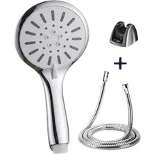 Kentex Mey Ithalat® Çok Fonksiyonlu 4 Modlu El Duşu Başlığı Krem Duş Seti Spiral Hortumlu