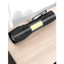 Timion Mey Ithalat® El Feneri LED USB Şarjlı Zoom Mini LED Işık Acil Durum Feneri