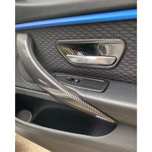 Şenyıldız Aksesuar Bmw F30 F32  F34 F36 Uyumlu Iç Kapı Kolu Tutamaç + Kapı Açma + Cam Açma Karbon Iç Trim Kaplama Seti