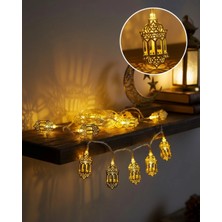 Kentex Mey Ithalat® Pilli Altın Fenerli Ramazan Işıkları Dekoratif LED Zincir