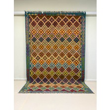 Afgan Halı El Dokuma Afgan Kilim  Çift Taraf Kullanım Kök Boya 203 x 305 cm