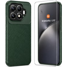 Coolacs Xiaomi Mi 17T ile Uyumlu Karbon Tasarım Silikon Telefon Kılıfı ve Temperli Cam Ekran Koruyucu