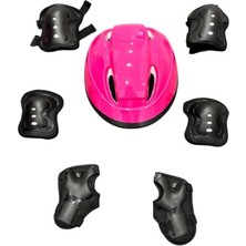 Kentex Mey Ithalat® Çocuk Kaskı ve Dizlik, Dirseklik Eldiven Set Pembe/siyah