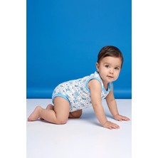 Kidyra %100 Pamuk Mavi Biye Detaylı Çıtçıtlı Bebek Atlet Body