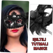 Kentex Mey Ithalat® Siyah Işıltılı Tutmalı Fotoğraf Çekimi Maskesi 18X29 cm