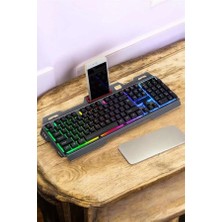 Kentex Mey Ithalat® Q Klavye Rgb Işıklı Klavye ve Mouse Seti Kablolu Mouse Hediyeliş
