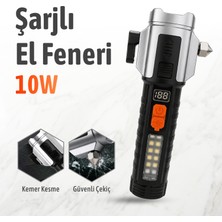 Badem10 GS-15600 Profesyonel Şarjlı Suya ve Darbeye Dayanıklı El Feneri Kemer Kesme Cam Kırma Mıknatıslı