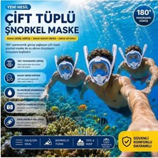 Premini Full Face Dalış Maskesi, 180° Görüş, Çift Tüplü, Konforlu ve Güvenli Kullanım