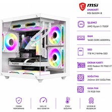 Apphirex Rosa X90 Ryzen 5 7500F / Msı B650M-B / Amd RX9060XT 16GB / 16GB Ddr5 6000MHZ / 1tb M.2 SSD / 240MM Sıvı Soğutma Beyaz Masaüstü Oyun Bilgisayarı