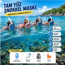 Premini Tam Yüz Şnorkel Maske ve Seti, Panoramik Görüş, Dry Top Sistem, S-M