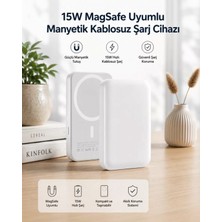 Marsilyan- 15W Magsafe Uyumlu Manyetik Kablosuz Powerbank 5000 Mah
