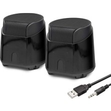 Marsilyan Masaüstü Hoparlör 1+1 USB + 3.5mm - Siyah HD6024