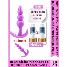 Aşkın Deposu Deromeya -Süper Silikon -Q-Mükemmel Anal Plug 10 cm Boğum Özellikli + Süper Kaydırıcı Jel+ Anal Plug 10 cm +Anal Süper Set 2*50 ml Jel Avantajlı Paket
