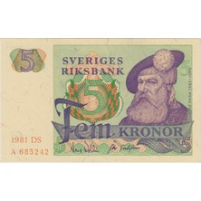 Banknoting Isveç 5 Kron 1981 Çil.