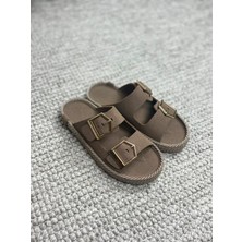 Asmi Shoes Kadın Eleni Vizon Süet Çift Tokalı Rahat Taban Terlik