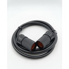 Geseus Araç Çakmaklık Uzatma Kablosu Dişi+Dişi 12-24 Volt 16 Amper 2 X1 mm Ttr Bakır 5 Mt-Siyah