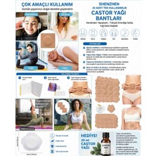 Ganzhou 25 Adet Kendinden Yapışkanlı Tek Kullanımlık Castor Yağı ( Soğuk Sıkım Hint Yağı) Göbek Deliği Bantları+ 30 ml Castor Yağı( Soğuk Sıkım Hint Yağı)Hediye🎁