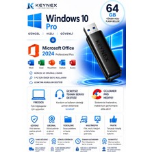 Microsoft Windows 10 Pro Orijinal Lisans + Office 2024 Professional Plus + 64 GB USB Kurulum Seti | Freedos Uyumlu
