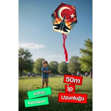 zufigo Türk Bayrağı & F16 Desenli Kolay Kurulum Altıgen Çıtalı Uçurtma