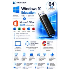 Microsoft Windows 10 Education Orijinal Lisans + Office 2024 Professional Plus + 64 GB USB Kurulum Seti | Freedos Uyumlu