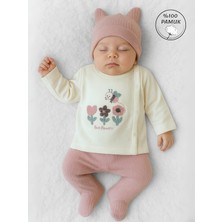Panfilia Kız Bebek Hastane Çıkışı 0-3 Ay Sezonsuz 3'lü Set Düz Tema Uzun Kollu Üst
