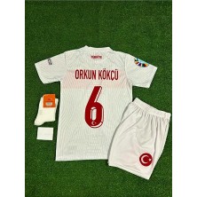 Türkiye Euro 2024 Orkun Kökçü Çocuk Forması 4'lü Set (Beyaz)