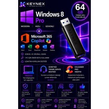 Windows 8 Pro Orijinal Lisans + Microsoft 365 Family 5 Kullanıcı + Copilot Destekli + 64 GB USB Kurulum Seti | Freedos Uyumlu
