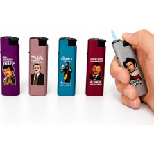 Onr Store Komik Söz Baskılı Metal Çakmak Seti 5\'li Renkli Tasarım Koleksiyonu