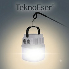 Eser Ticarett USB Type-C 30W Şarjlı Kamp Lambası LED Asılabilir Çadır Aydınlatması Lityum Pil