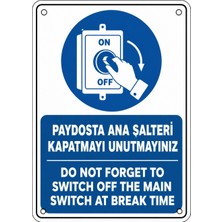 Ti Play Paydosta Ana Şalteri Kapatmayı Unutmayınız 50X70CM Pvc Isg Levha