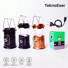 Eser Ticarett Teleskopik Katlanır Kamp Feneri Solar USB Şarjlı Taşınabilir Çadır El Lambası