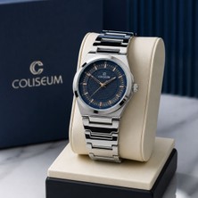 Coliseum Legacy Silver Blue Erkek Kol Saati Lacivert Kadran Metal Kordon Analog Quartz Günlük ve Klasik Kullanım
